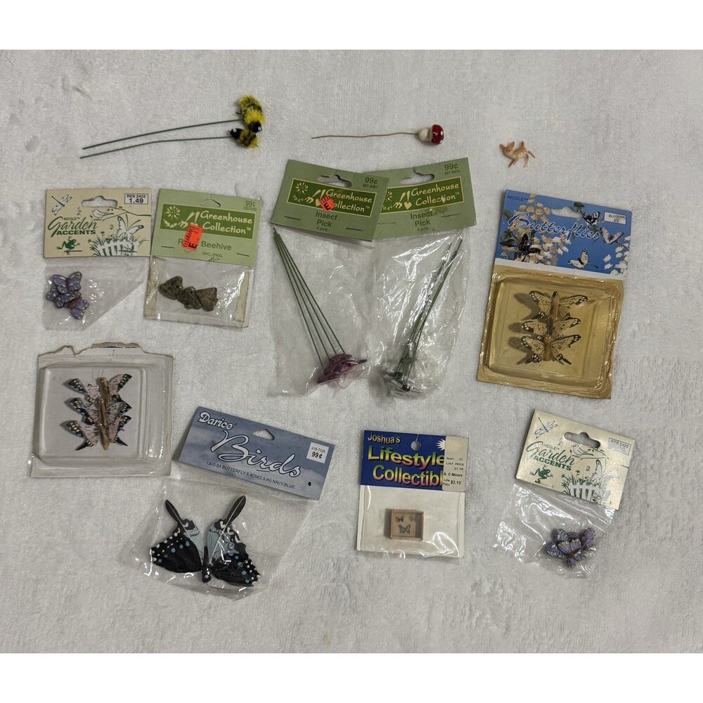 Lot Vintage Packages Dollhouse Miniature Garden Butterflies Bee Hives Accents